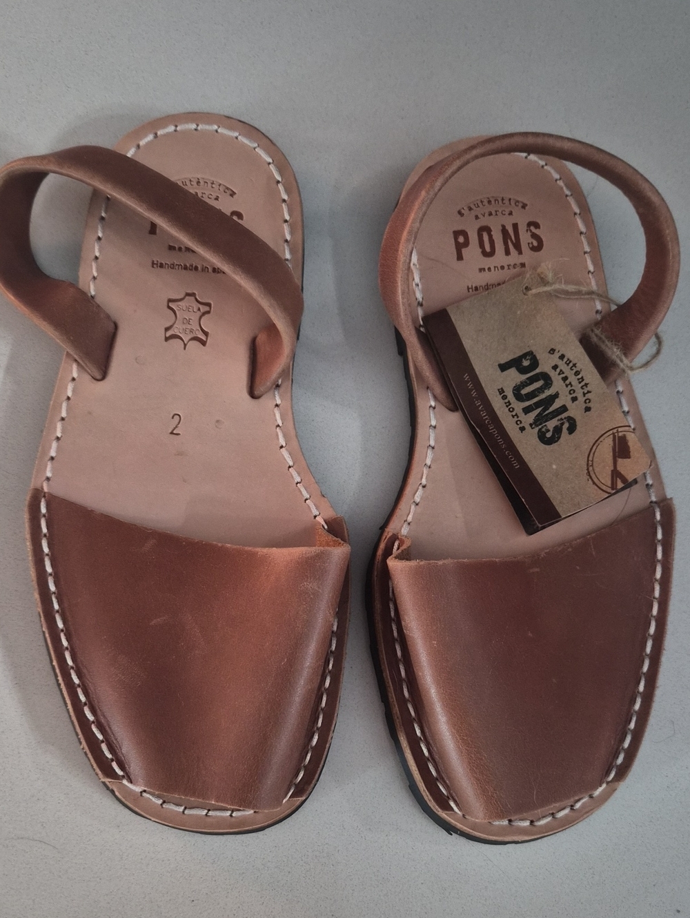 Pons Handmade Leather Sandals in Conac New with Tags. Made in Spain US 2 EUR 33